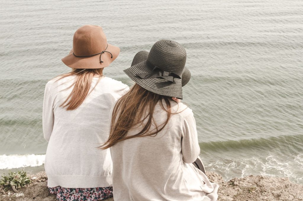 beach, hats, ocean