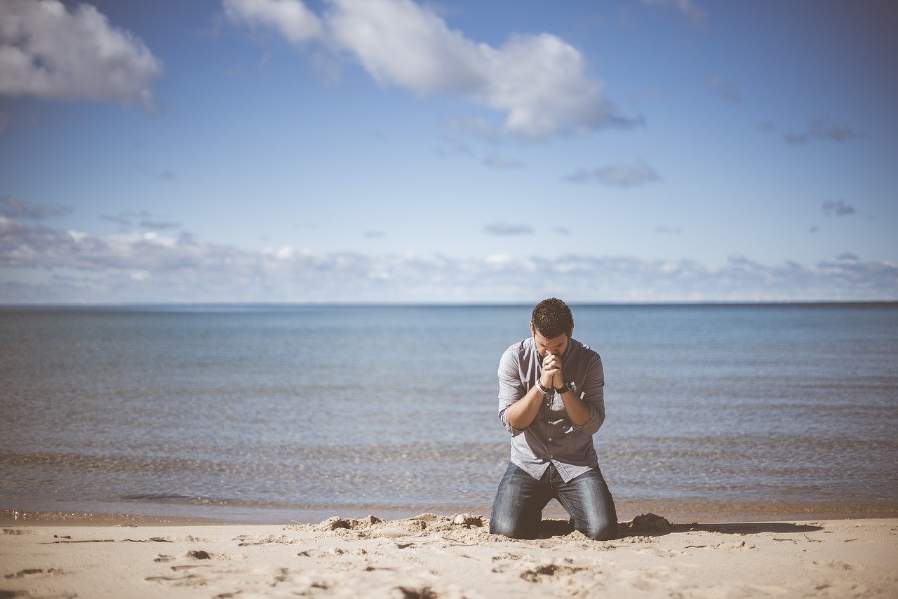 beach, idyllic, man