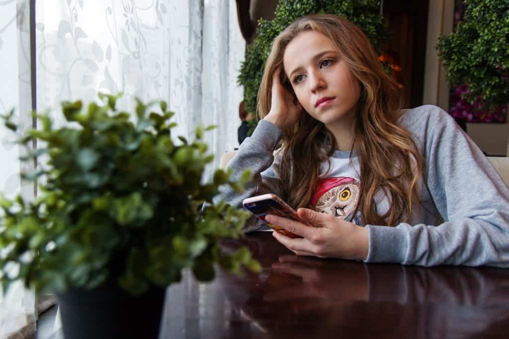 girl, teen, café