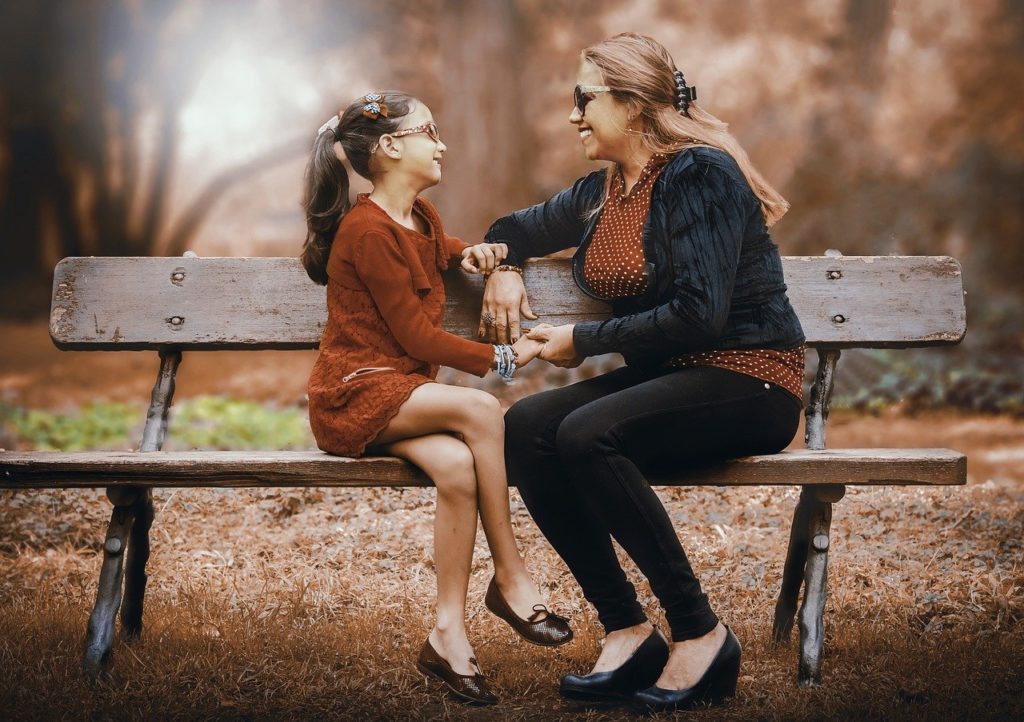 mother and daughter, adult, women